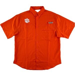 Columbia PFG‎ Clemson Tigers Vented Fishing Shirt Mens Medium Orange Outdoors